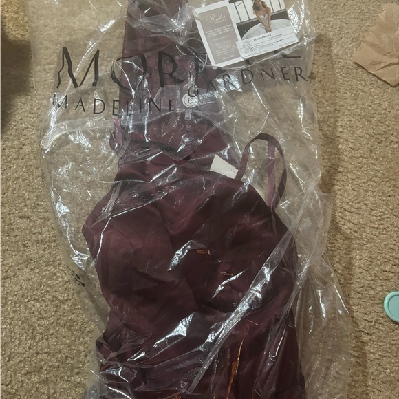 Formal Dress with Shawl in Wine color - Picture 2 of 8